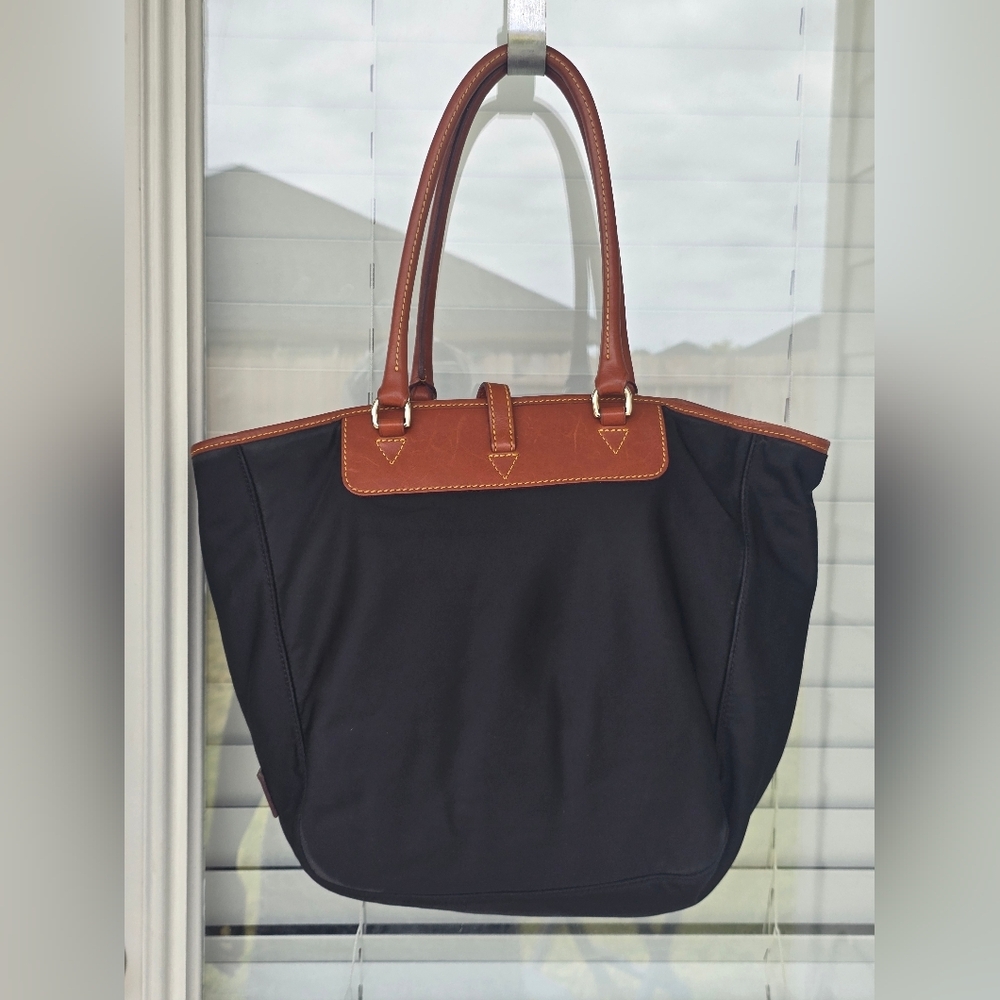 Dooney & Bourke Nylon Leather Trim Tote Bag Women Medium Brown Black - Picture 8 of 16